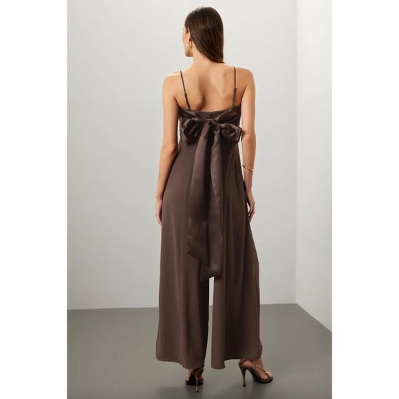 Adam Lippes Brown Bow Back Jumpsuit Sz 8 - Picture 2 of 6